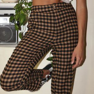 12th Tribe Bishop Tan Checkered Cropped Trousers